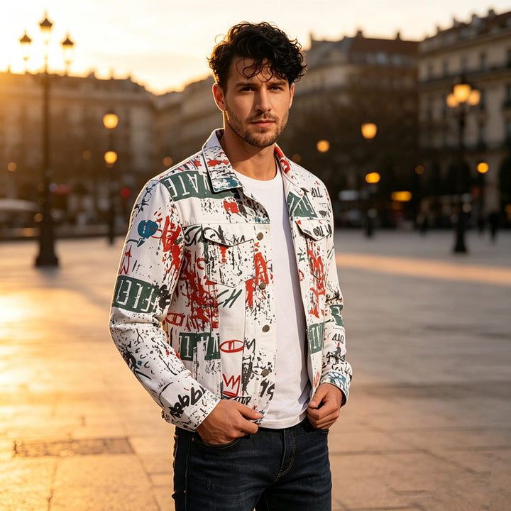 Herren Modische Jacke mit grafischen Prints Drune