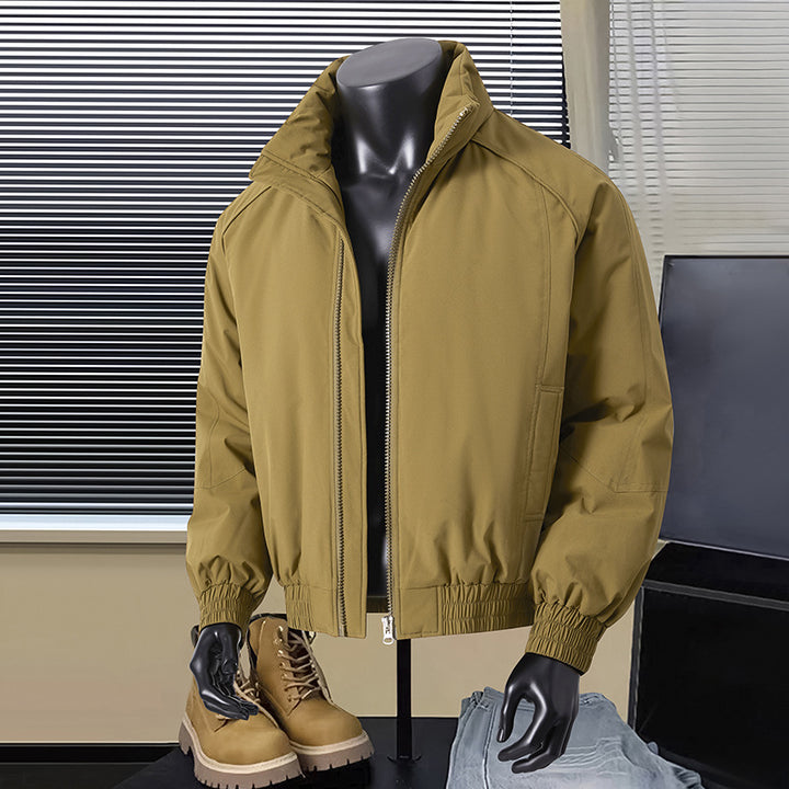 Herren Leichte Harrington-Jacke mit Stehkragen, elastischem Saum und Zwei-Wege-Reißverschluss Drune