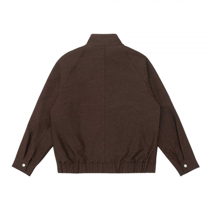 Herren Boxy-Zip-Blouson aus meliertem Strickstoff mit gestreifter Kragenfütterung und elastischem Saum Drune