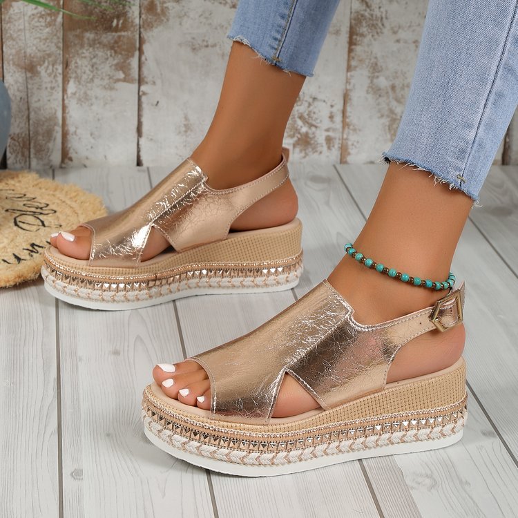 Damen Glitzernde Plateau-Sandalen Drune