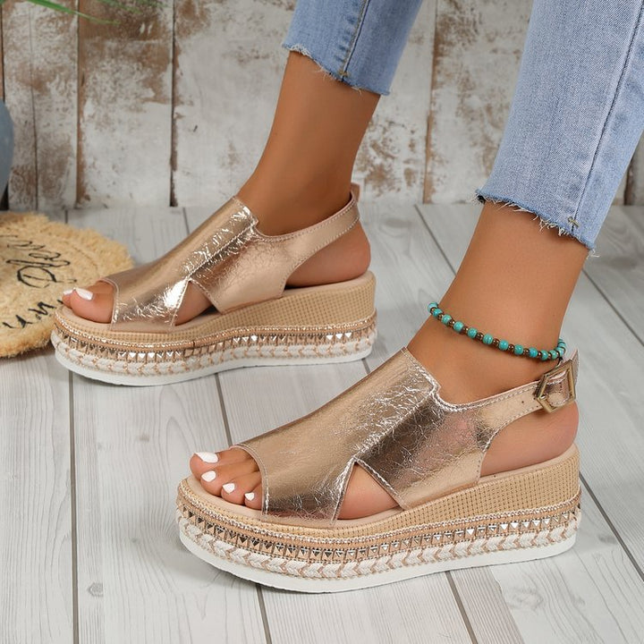 Damen Glitzernde Plateau-Sandalen Drune