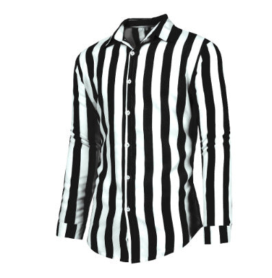 Herren elegantes gestreiftes Langarmhemd mit modernem Schnitt Drune