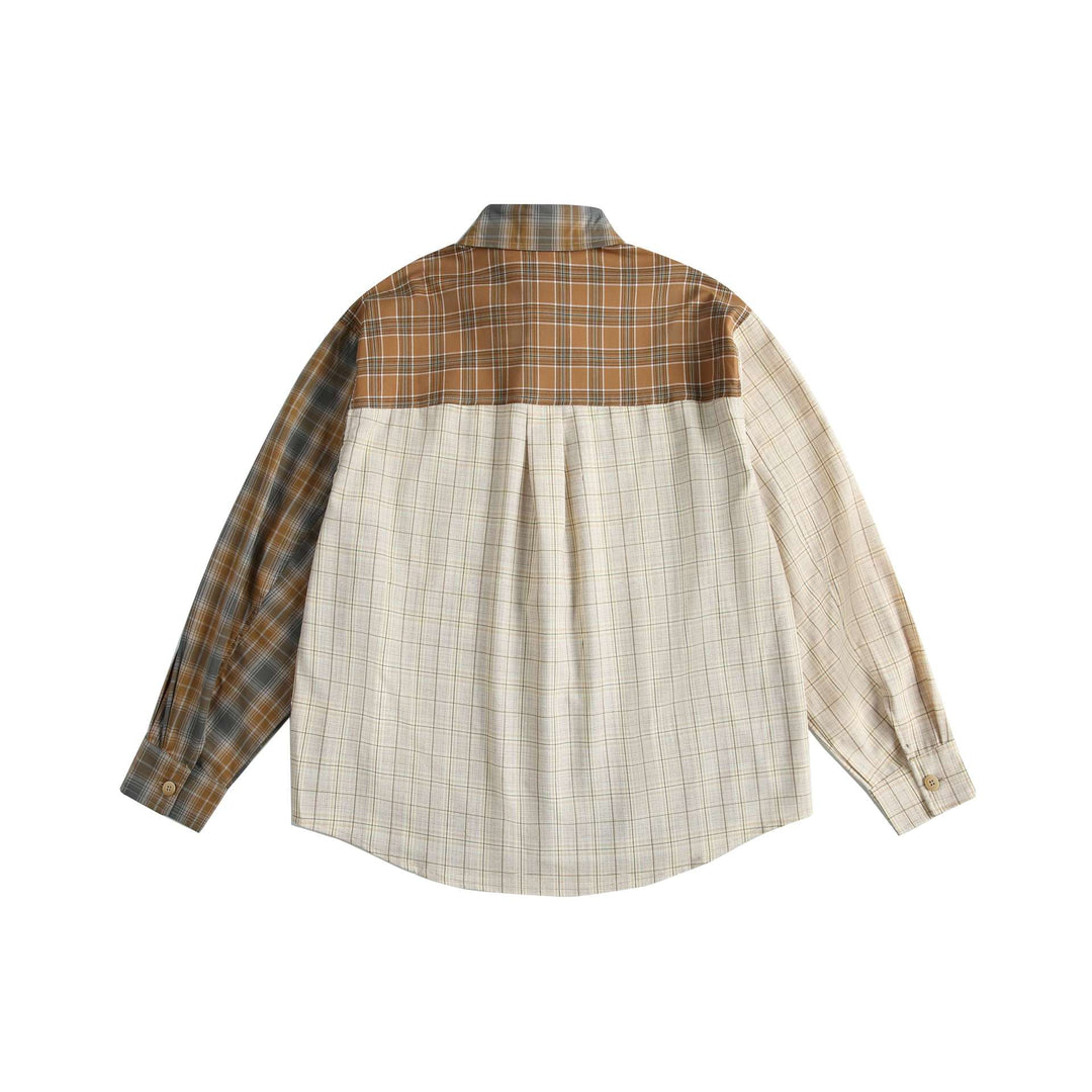 Herren Kariertes Patchwork-Hemd im Overshirt‑Stil Drune