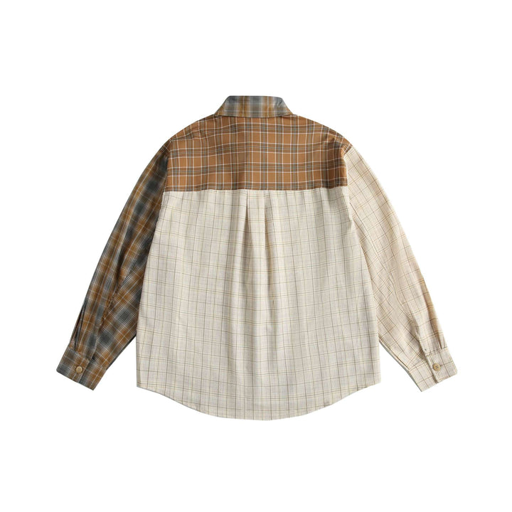 Herren Kariertes Patchwork-Hemd im Overshirt‑Stil Drune