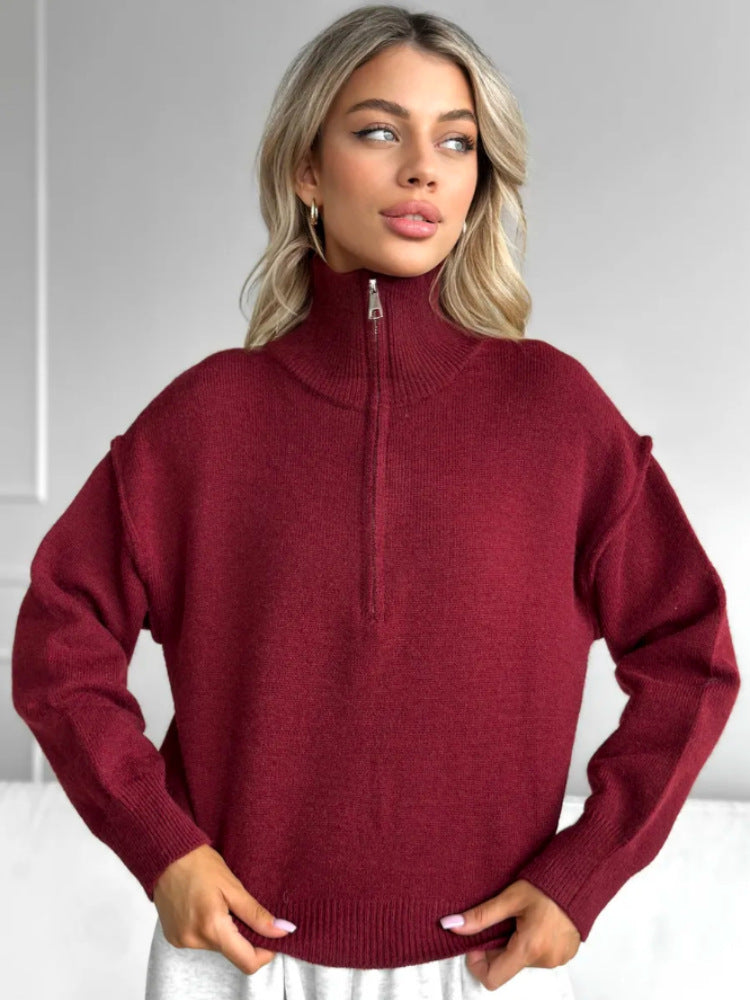 Damen Modischer Pullover mit praktischem Halbreißverschluss Drune