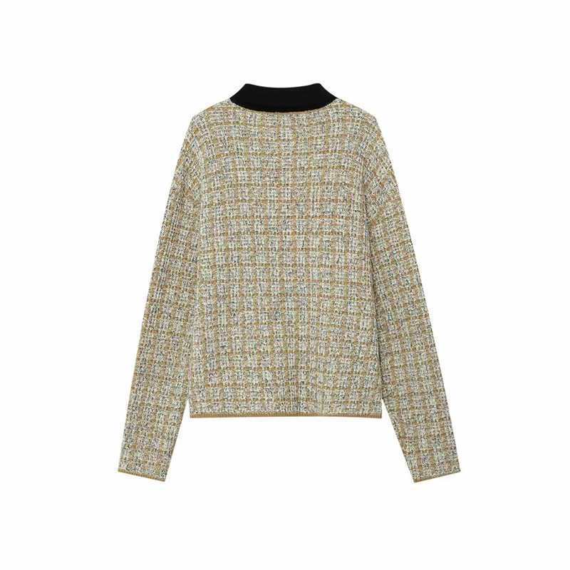 Damen Bouclé-Polo-Strickpullover mit Tweed-Effekt Drune