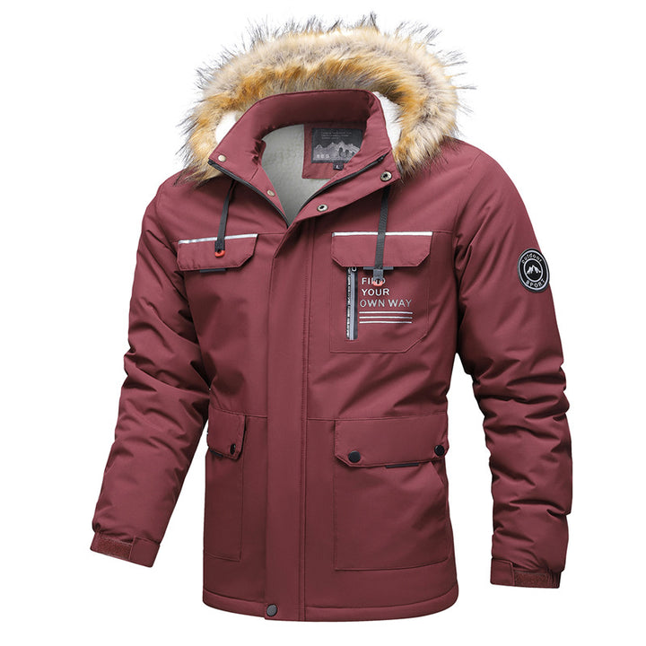 Herren Multifunktionale Winterjacke mit Fellkragen Drune