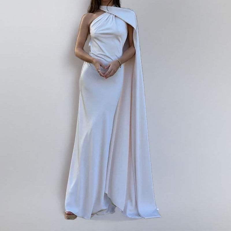 Damen Elegantes Abendkleid mit asymmetrischem Design und weichem Umhang Drune