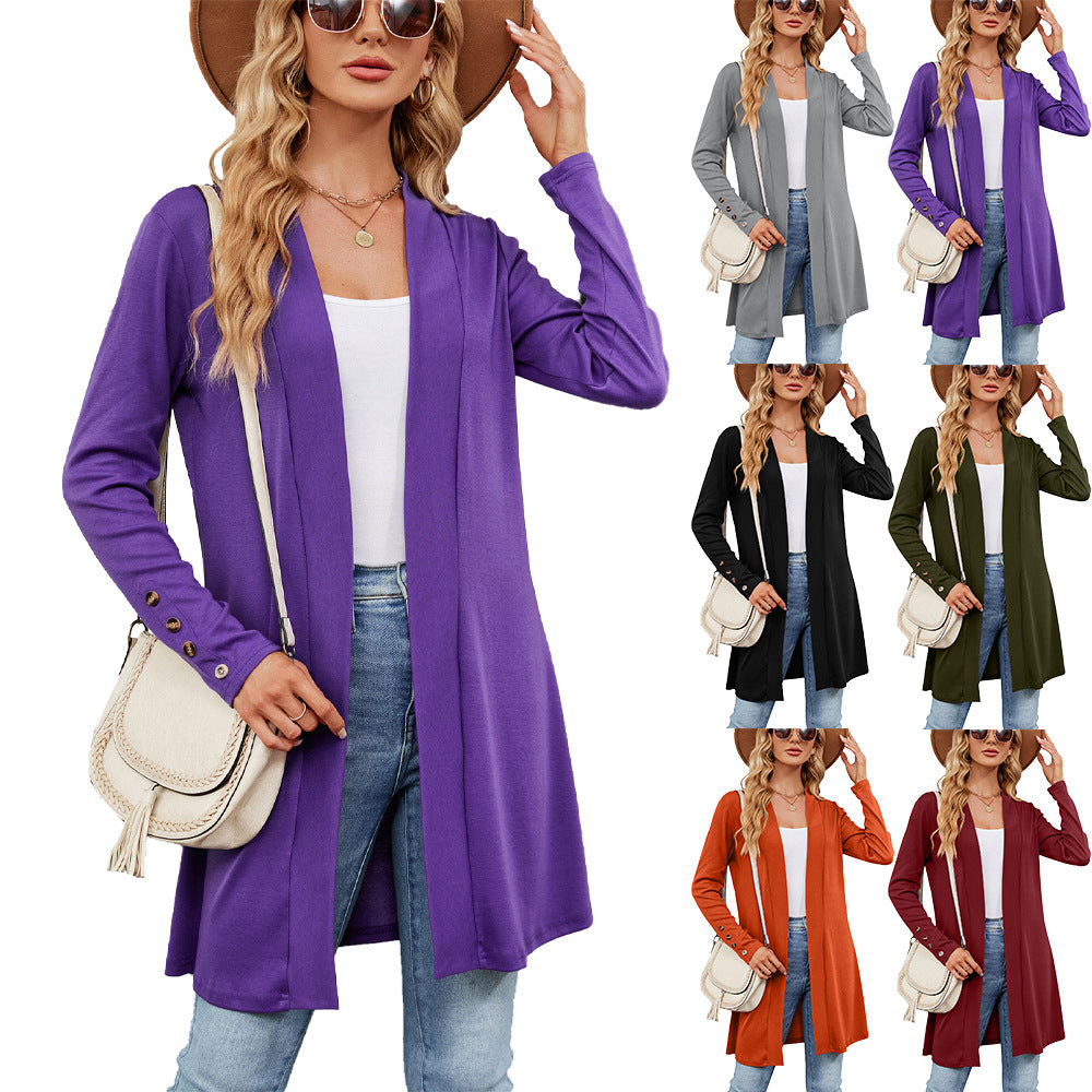 Damen longline Cardigan mit modischen Knopfdetails und offener Front Drune