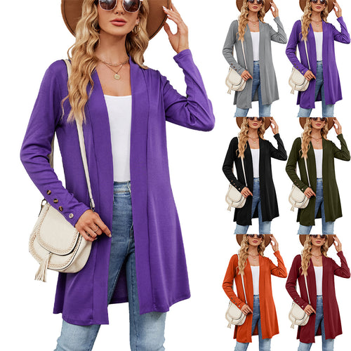 Damen longline Cardigan mit modischen Knopfdetails und offener Front Drune