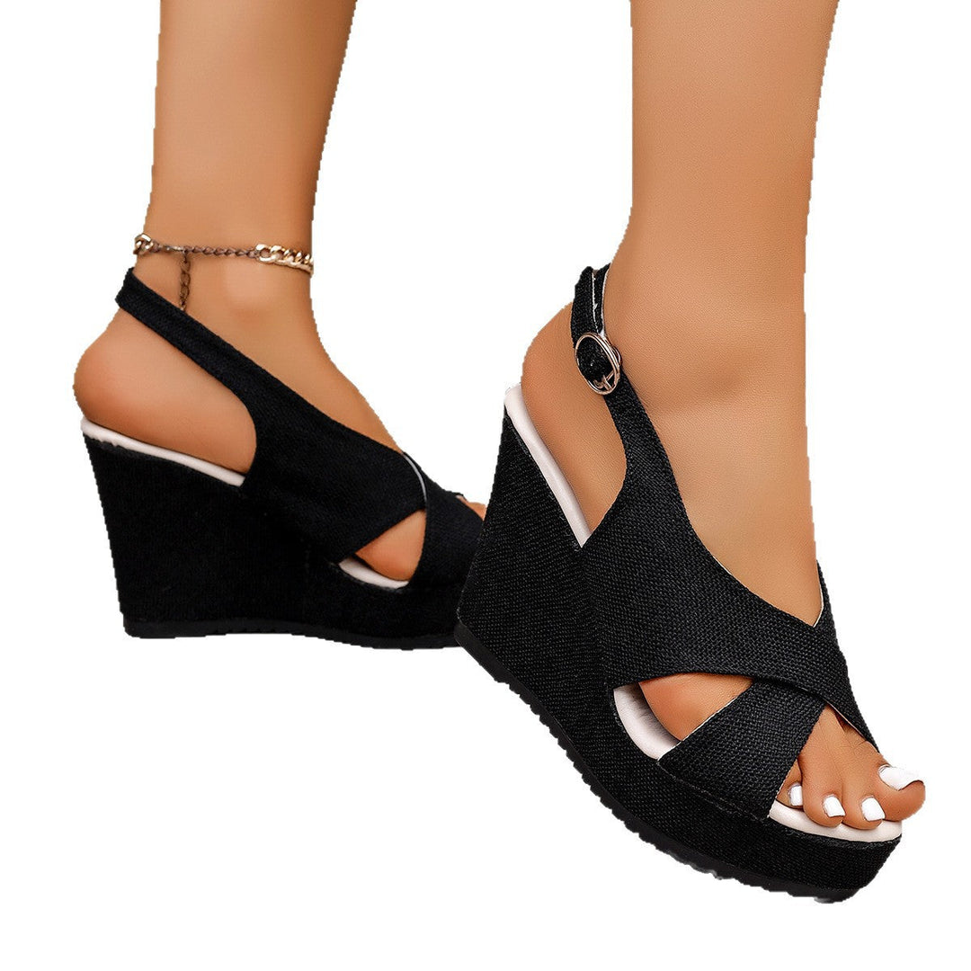 Damen Wedge-Sandalen mit eleganter Schnalle und komfortablem Fußbett Drune