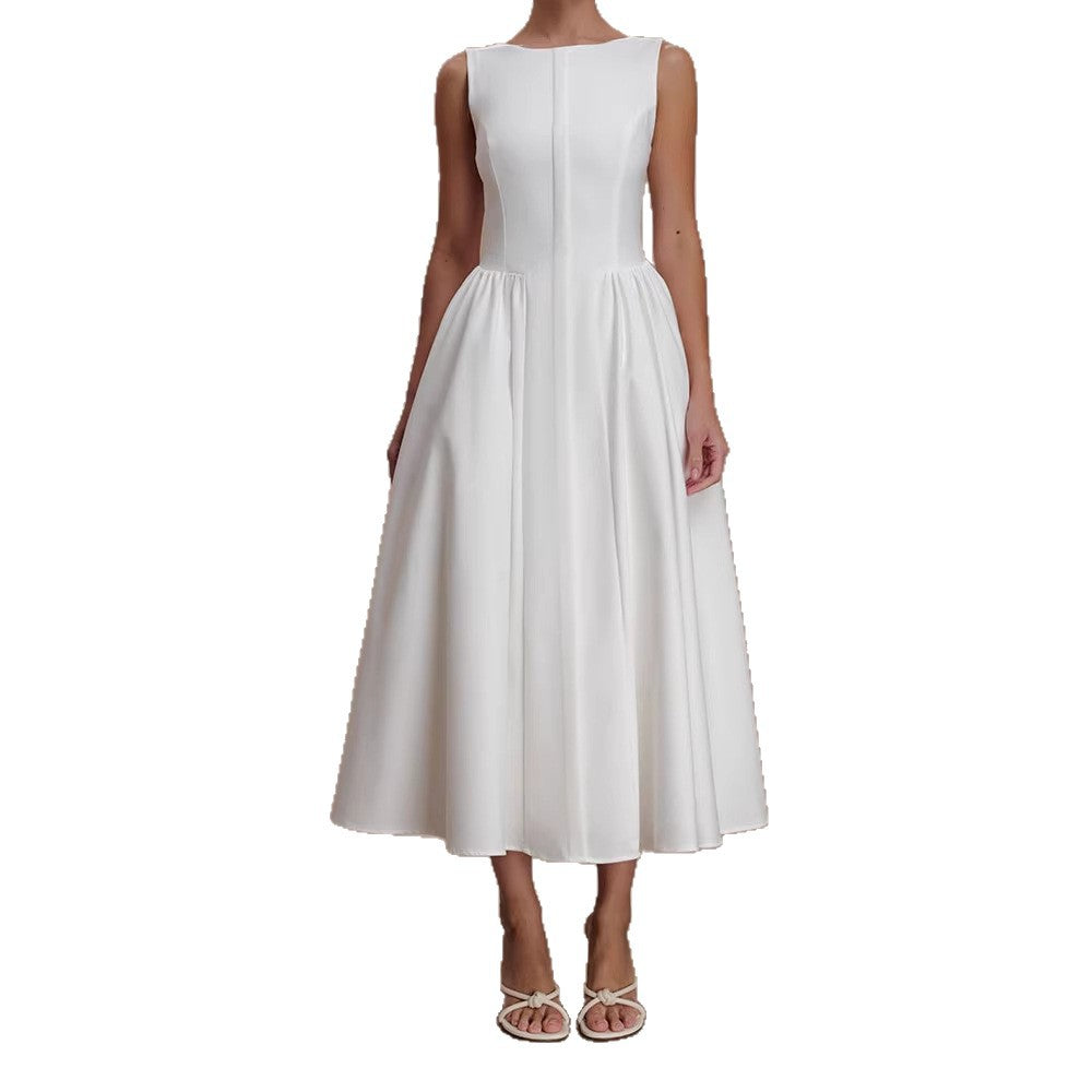Damen Elegantes Midikleid mit femininen A-Linien-Rock Drune