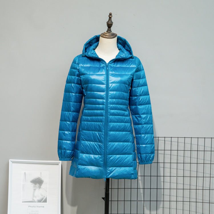 Damen Leicht gesteppte Langjacke mit Kapuze und schlanker Silhouette Drune