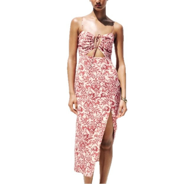 Damen Maxikleid mit raffiniertem Cut-Out-Design und verstellbaren Spaghettiträgern Drune