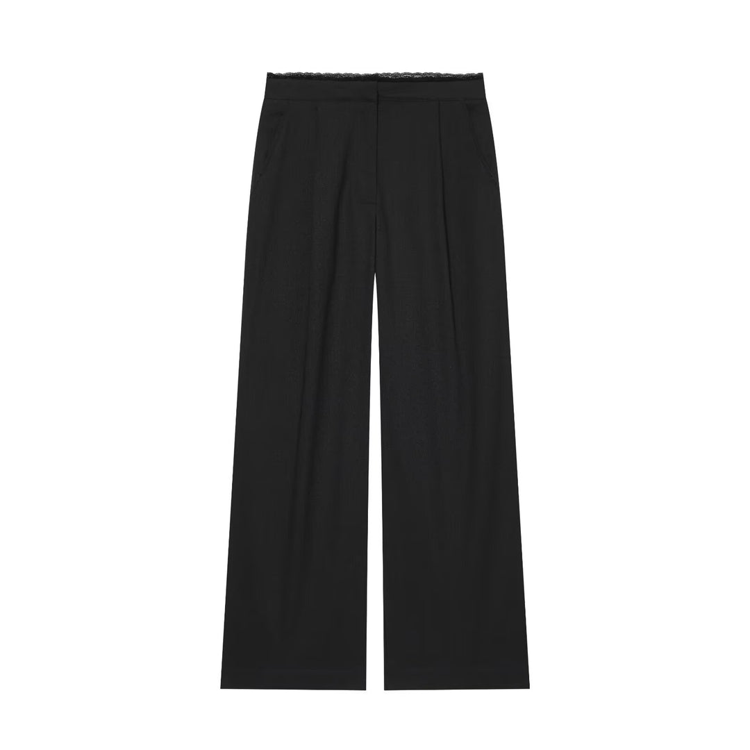 Damen Weite Palazzo‑Hose mit elastischem Spitzenbund und eleganter Bügelfalte Drune