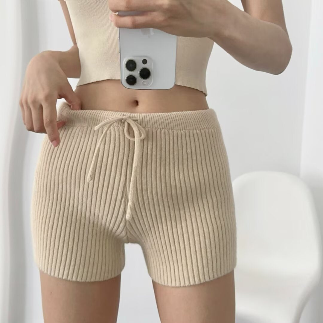Damen Rippenstrick Shorts Drune