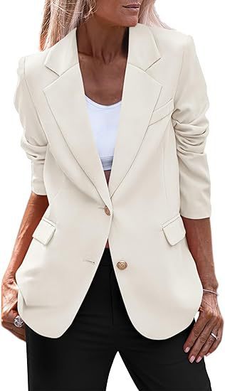Damen elegante Blazerjacke mit strukturiertem Stoff und goldenen Knopfdetails Drune
