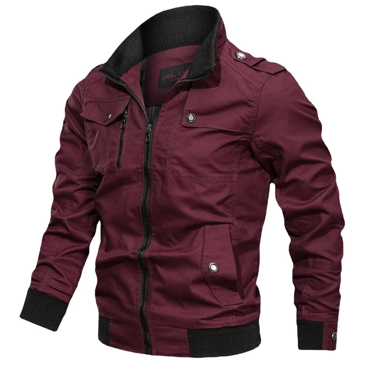 Herren leichter Canvas-Pilotblouson mit Stehkragen, Schulterpatten und Rippenbündchen Drune