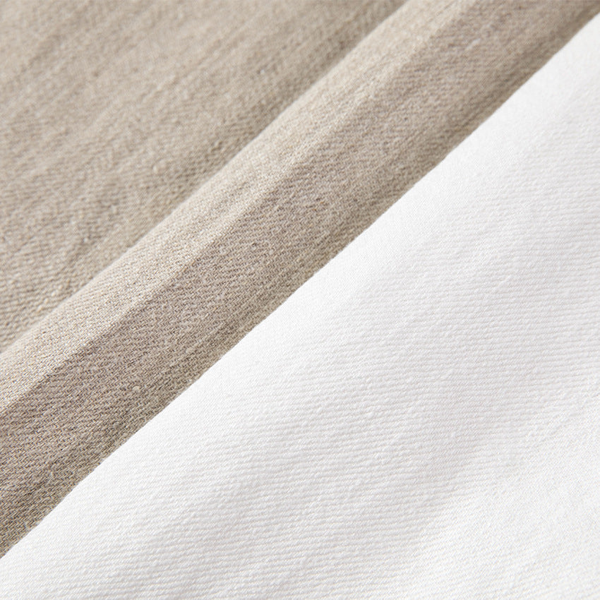 Damen Hochtaillierte Leinenhose mit weitem Bein, Bügelfalte und Gürtelschlaufen Drune
