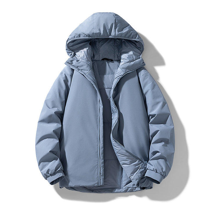 Herren Gefütterte Thermo-Winterjacke mit Kapuze, winddichter Shell und elastischen Bündchen Drune