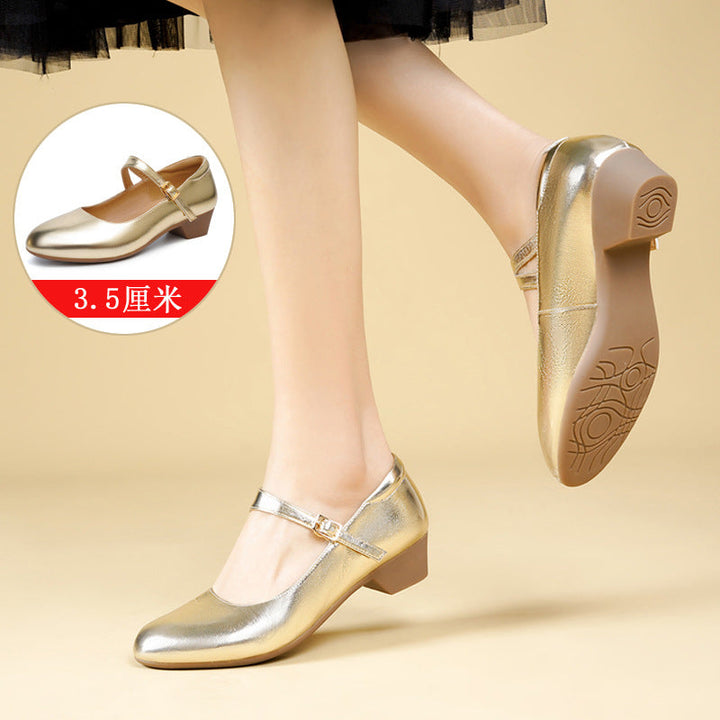 Damen Mary Jane Ballerinas mit modischer Schnalle und bequemer Sohle Drune