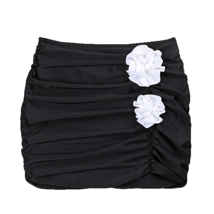Damen Faltensetz mit dekorativen Blumen Drune