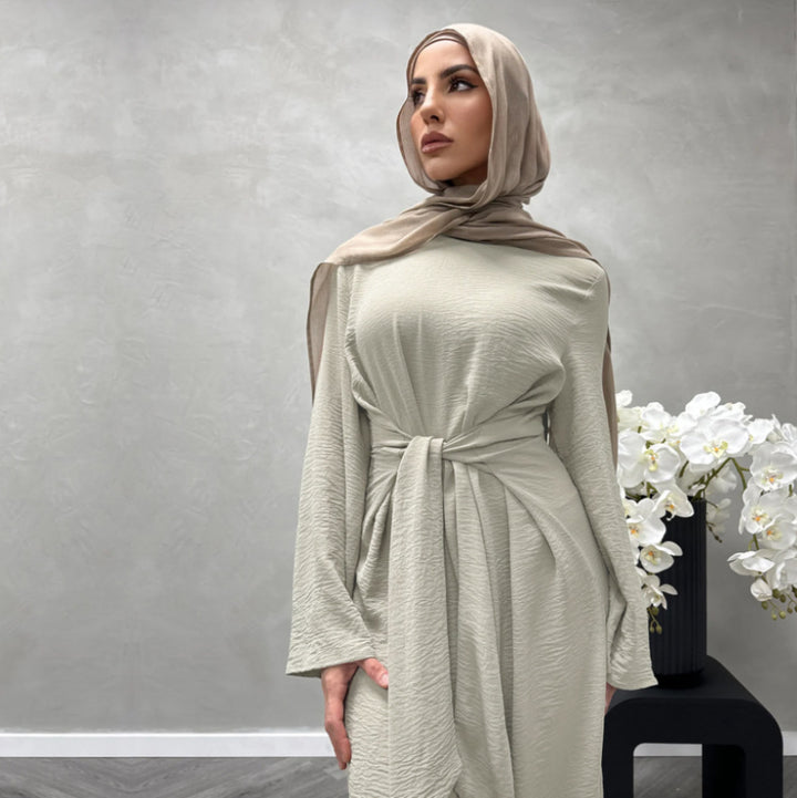 Damen Modisches Maxikleid aus fließendem Stoff mit weiten Ärmeln Drune