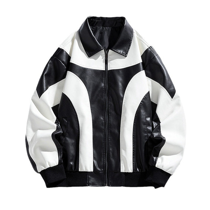 Herren Modische Kunstlederjacke im sportlichen Design Drune