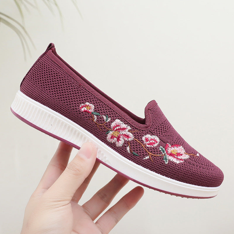 Damen Slip-On Sneaker mit floralem Stickmuster Drune