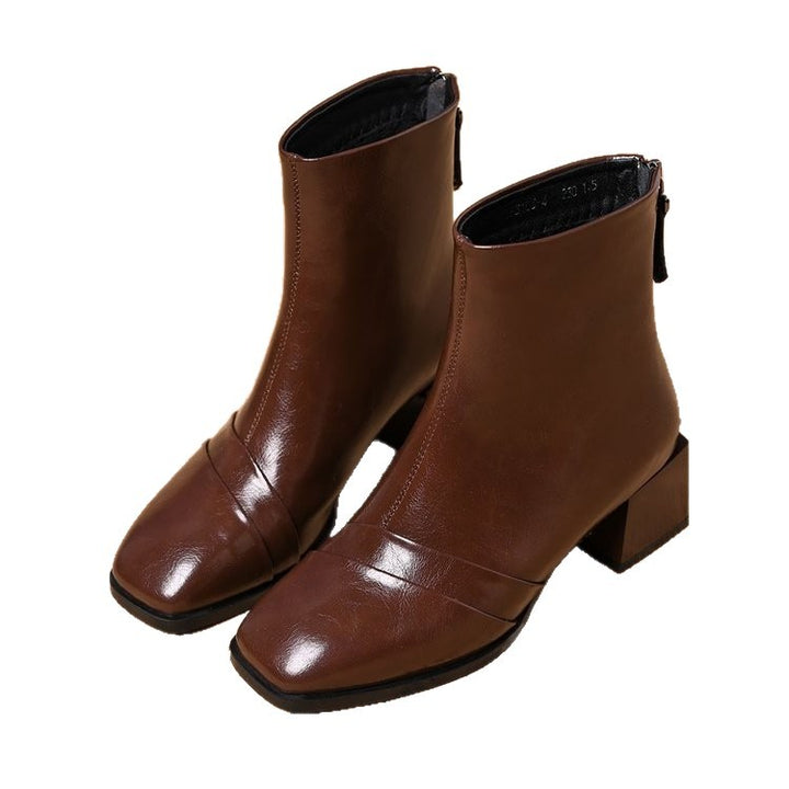 Damen Elegante Stiefeletten mit Blockabsatz Drune