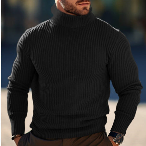 Herren nan gerippter Rollkragenpullover schmal geschnitten aus Feinstrick mit Stretch und thermoregulierender Wollmischung Drune