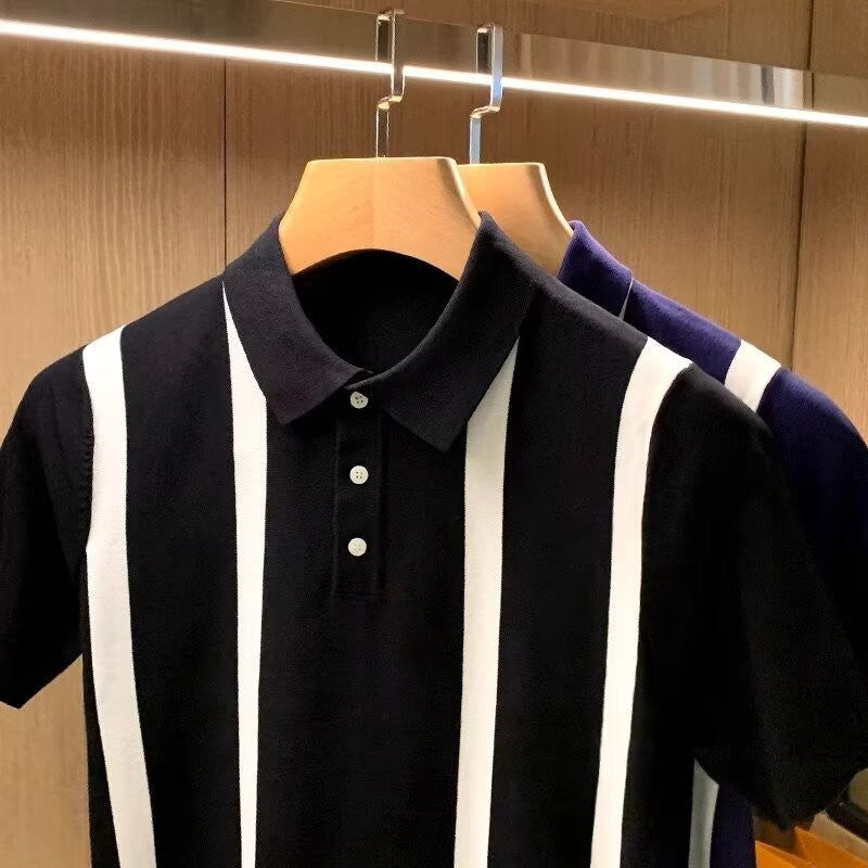 Herren Modisches Poloshirt mit Streifen Drune