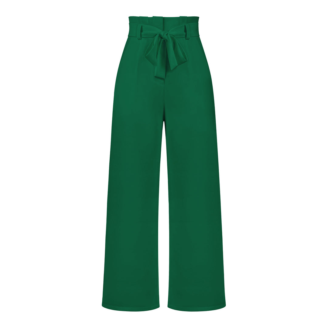 Damen Weit geschnittene Hochbundhose mit Bindegürtel Drune
