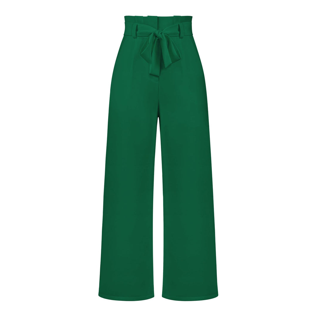 Damen Weit geschnittene Hochbundhose mit Bindegürtel Drune