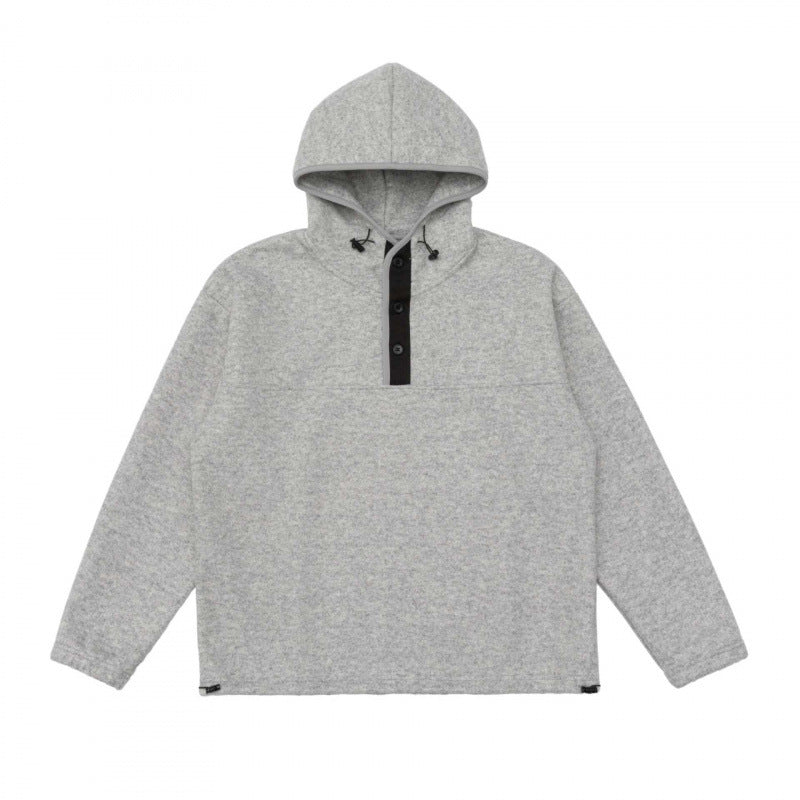Unisex Kapuzenpullover mit Knopfleiste und weichem Fleece-Innenfutter Drune