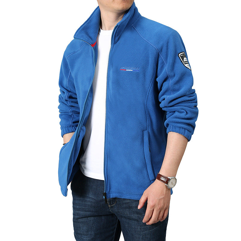 Herren Fleece-Outdoorjacke mit Stehkragen und durchgehendem Reißverschluss Drune