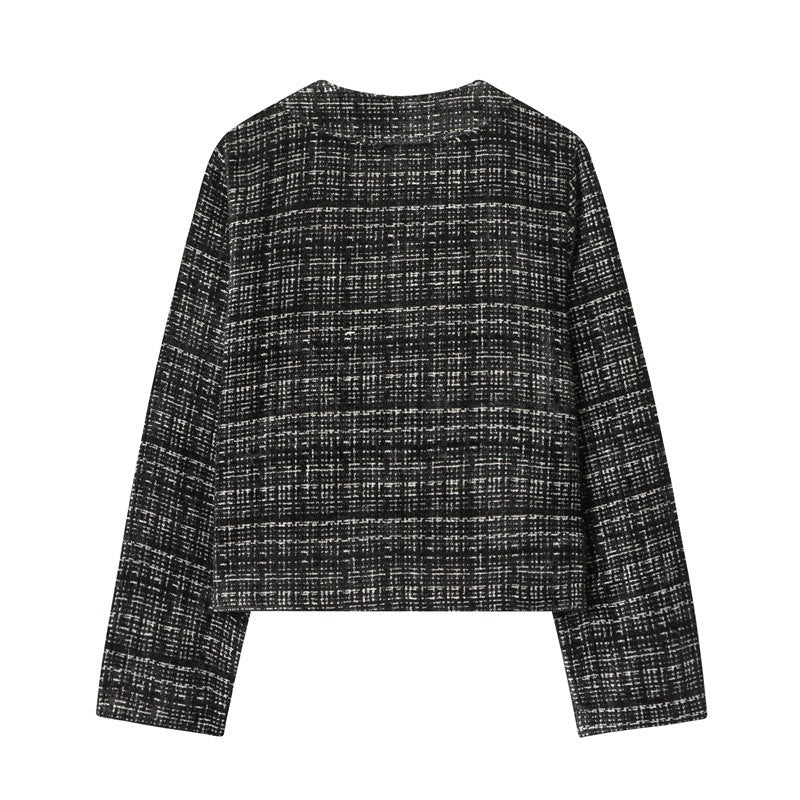 Damen Boxy-Tweedjacke im Bouclé‑Look mit verdeckter Knopfleiste und kastiger Silhouette Drune