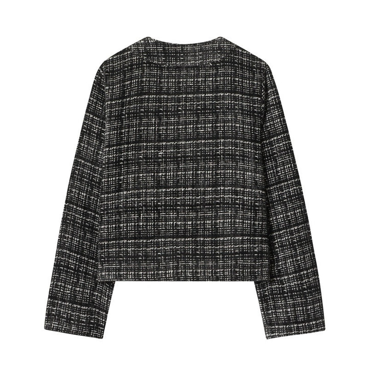 Damen Boxy-Tweedjacke im Bouclé‑Look mit verdeckter Knopfleiste und kastiger Silhouette Drune