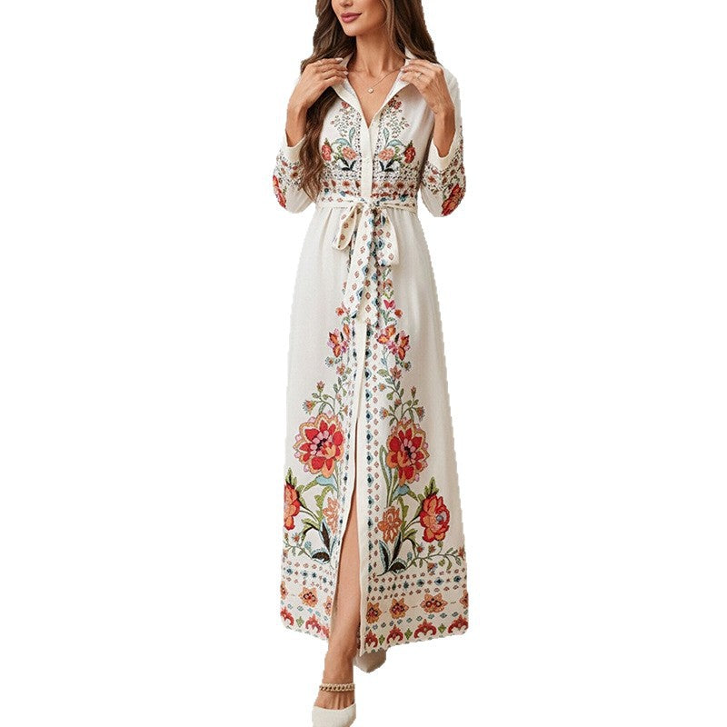 Damen Blusen-Maxikleid mit kunstvollem Stickdesign Drune