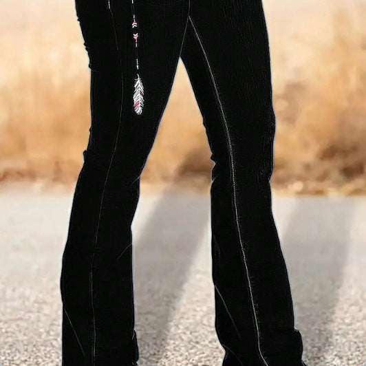 Damen hochtaillierte Bootcut-Jeans im Western-Stil mit sculptendem Sitz Drune