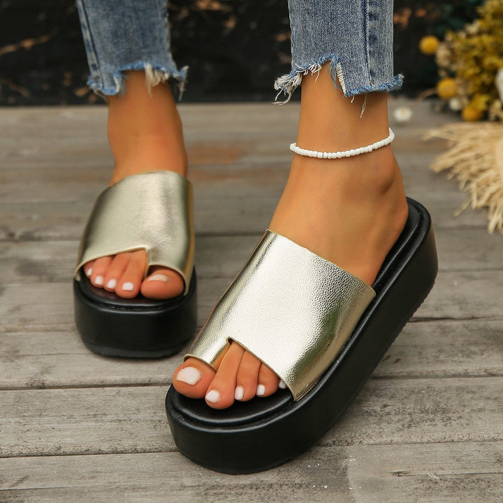 Damen moderne Plattform-Pantoletten mit offenem Zehenbereich und stylischem Design Drune