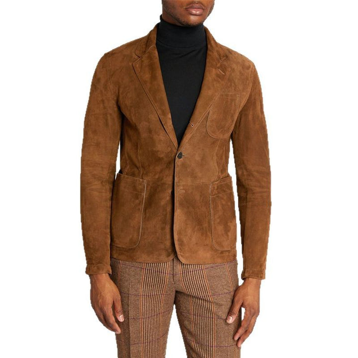 Herren Eleganter Wildlederblazer mit modernen Taschen und lässigem Schnitt Drune