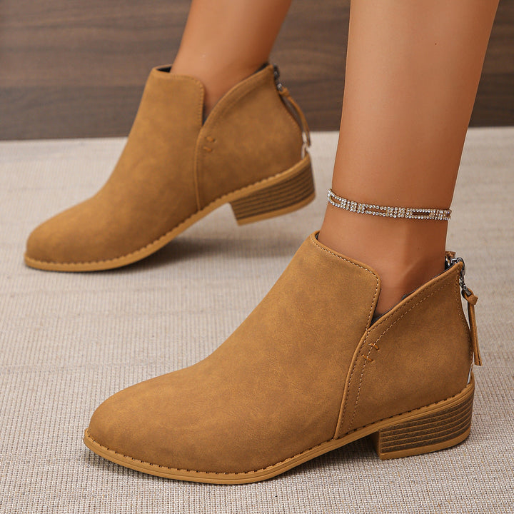 Damen modische Ankle Boots mit seitlichem Reißverschluss und geschmackvollem Design Drune