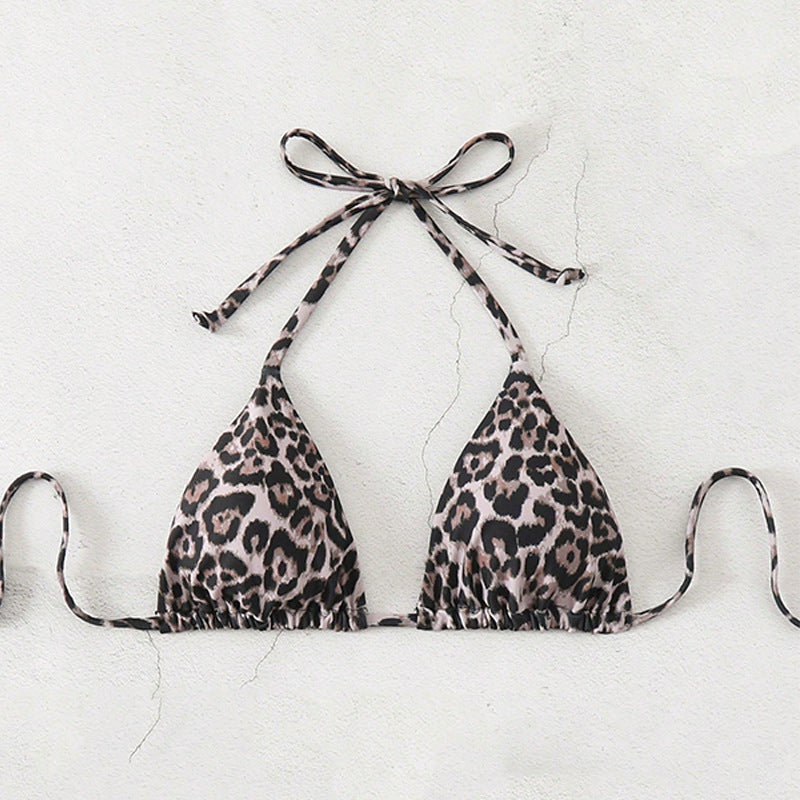Damen Dreieck-Bikini mit raffinierten Bindebändern und animalischem Druck Drune