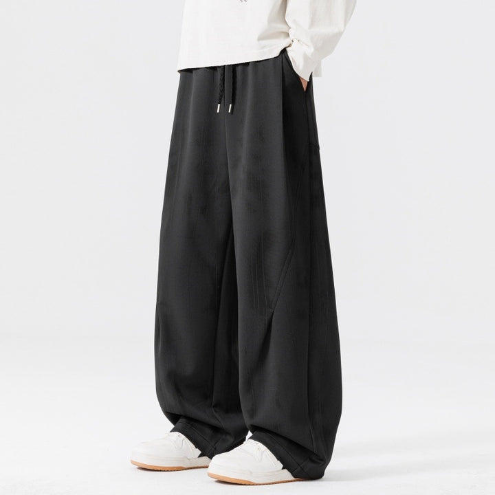 Herren Extraweite Relax-Freizeithose aus French-Terry mit Tunnelzug, Bügelfalten & Oversize-Bein Drune