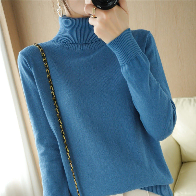 Damen Minimalistischer Feinstrick-Rolli mit hohem Rippkragen und schmaler Passform Drune