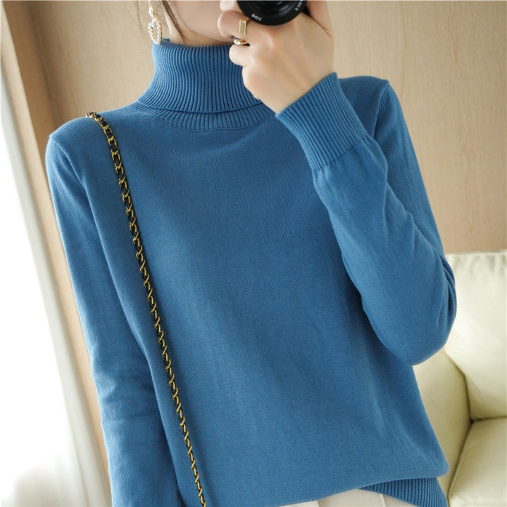 Damen Minimalistischer Feinstrick-Rolli mit hohem Rippkragen und schmaler Passform Drune