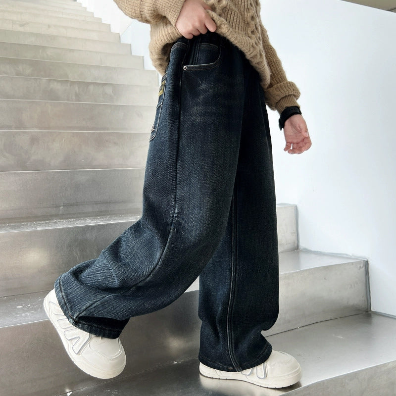 Unisex lässige weit geschnittene Jeans mit praktischen Seitentaschen Drune