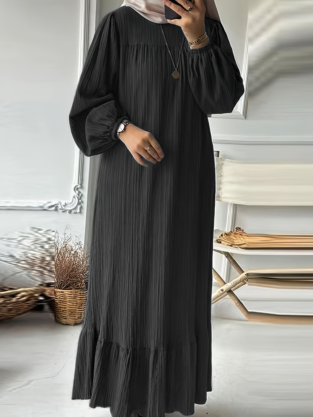 Damen Maxikleid aus leichtem Baumwollmischgewebe Drune