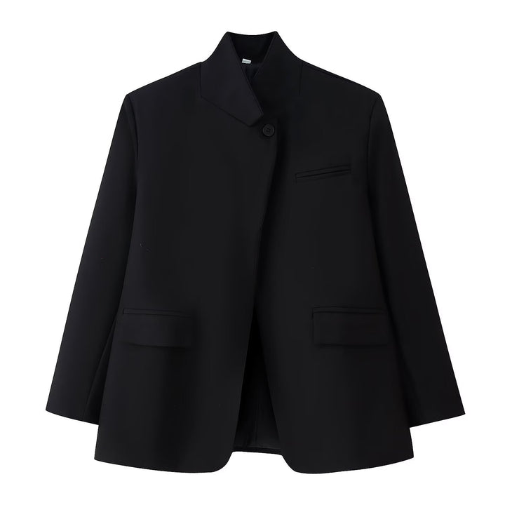 Damen 100+ Cropped Karoblazer mit Stehkragen, verdeckter Knopfleiste und Pattentaschen Drune